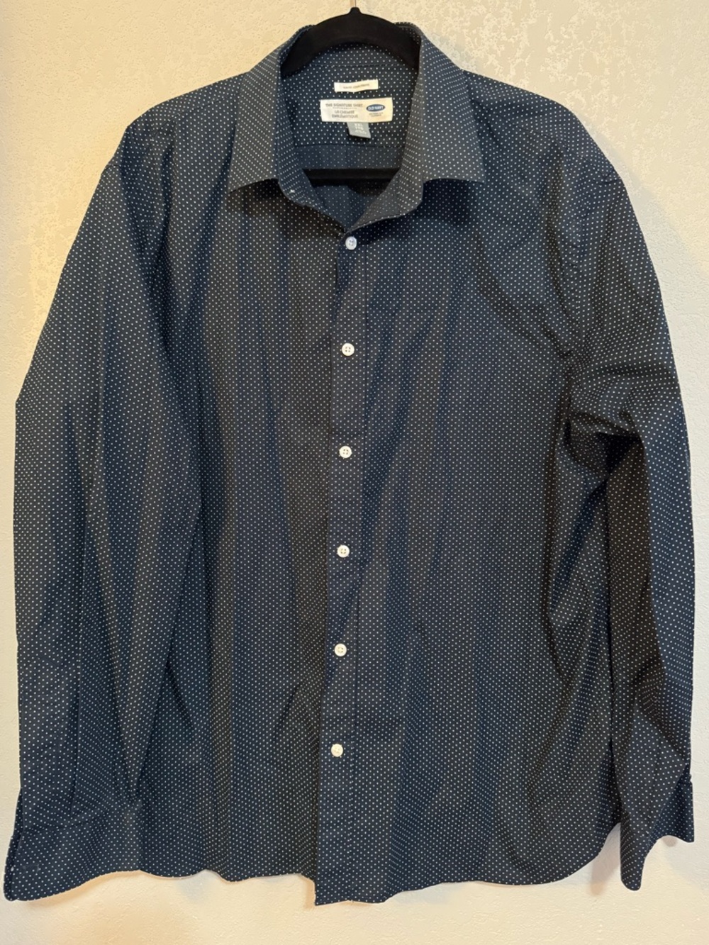 Old Navy Navy Microdot Men's Dress Shirt
